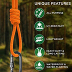 TECEUM Rope – 150 Feet x 1/4 Inch – Orange Yellow – Strong All-Purpose Utility - Image 4