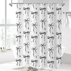Grey and White Bow Shower Curtain - Image 2