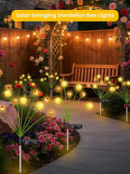Solar Garden Lights Outdoor, Solar Swaying Dandelion Bee Lights Waterproof - Image 2