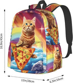 cfpolar 17 Inch Backpack Funny Pizza Cat Rainbow Laptop Bag Shoulder Bag School - Image 4