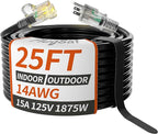 PlugSaf 14/3 Gauge Black Outdoor Extension Cord 25 ft Waterproof by PlugSaf