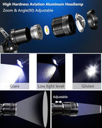 Headlamp Rechargeable -100, 000LM Bright LED HeadLamp, 40H Runtime, Waterproof - Image 2