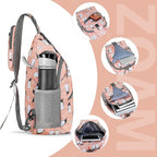 ZOMAKE Sling Bag, Penguin Pink, 5 Separate Compartments, Anti-Theft, Adjustable - Image 3