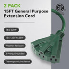 BN-LINK 2-Pack 15Ft Outdoor Extension Cord - Image 2