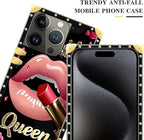 Compatible with iPhone 16 Pro Max Case, Glitter Red Rose Queen Leopard Lipstick - Image 4