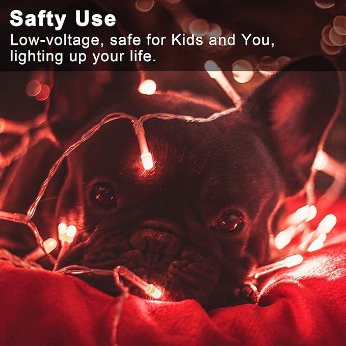 JMEXSUSS 33ft 100 LED Red Battery Operated Lights - Image 2