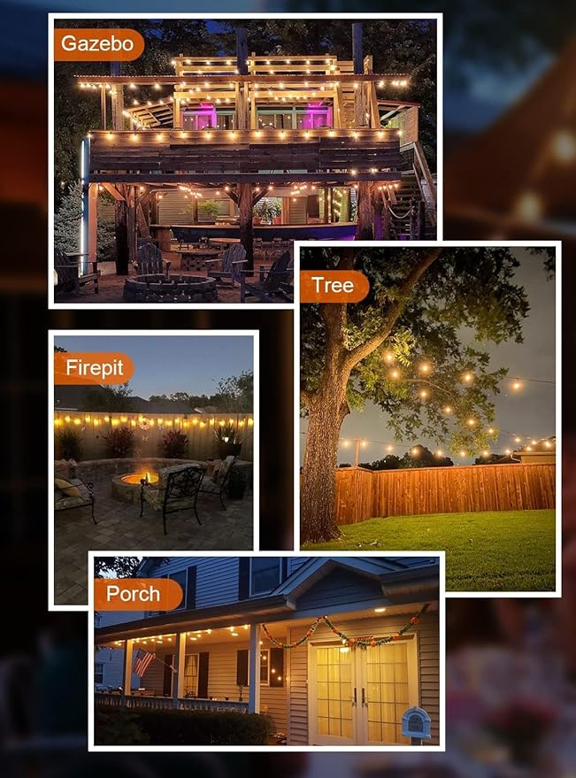 GPATIO Outdoor String Lights, 50FT ST38 Bulbs Shatterproof Patio Lights - Image 7