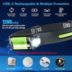 COSOOS Original 2 Rechargeable Headlamp Flashlight w/Red Light & Carry Case - Image 5