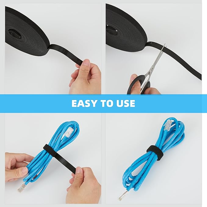 75 ft x 1/2 inch Hook and Loop Roll, Reusable Fastening Cable Ties, Office and - Image 5