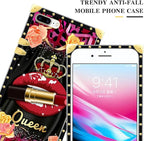 Compatible with iPhone 8 7 SE Case, Queen Lip Crown Leopard Print Luxury Golden - Image 4