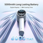 JISULIFE Handheld Turbo Fan, 5000mAh Rechargeable Portable Fan, 5-Speed - Image 3