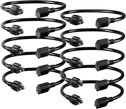 16/3 Black Extension Cord 8inch, Indoor Extension Cord by Seeklyze
