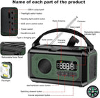 44400mWh/12000mAh Emergency Radio, Hand Crank Portable Solar Radio AM/FM/NOAA - Image 7