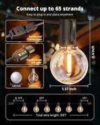 VIPAR Outdoor String Lights, 30FT 13 G40 Bulbs Patio Lights Outdoor Waterproof - Image 8