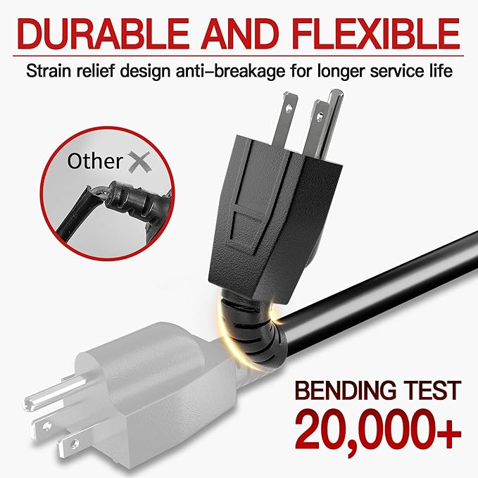 16/3 Short Extension Cord 6 FT 2 Pack, Indoor 3 Prong Power Cable, Suitable - Image 4