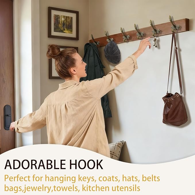 6Pcs Cute Butterfly Decorative Wall Double Hook Antique Brass Hook - Image 4