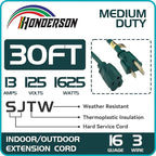 30FT Outdoor Extension Cord-16/3 SJTW Durable Green Extension Cable - Image 2