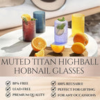 Khen Plastic Hobnail Drinking Highball Glasses Set of 6 Neutral Tones Cups 14oz - Image 2