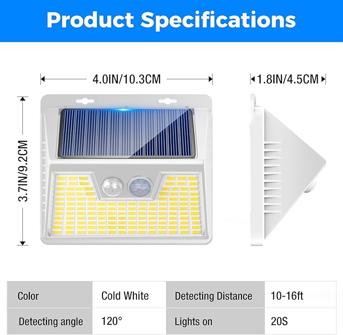 Peasur Solar Lights Outdoor Waterproof, Solar Powered Fence Wall Light - Image 7