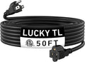 LUCKY TL Indoor Outdoor Extension Cord, 14/3 Gauge Black Long Extension Cord by LUCKYTL