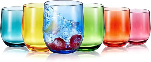 14-ounce Plastic Stemless Wine Glasses, All Purpose Arcylic Glasses by ZAINCA