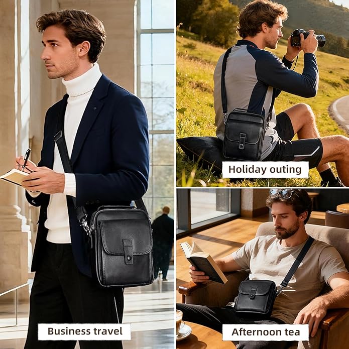 Augus Leather Small Messenger Bag - Image 2