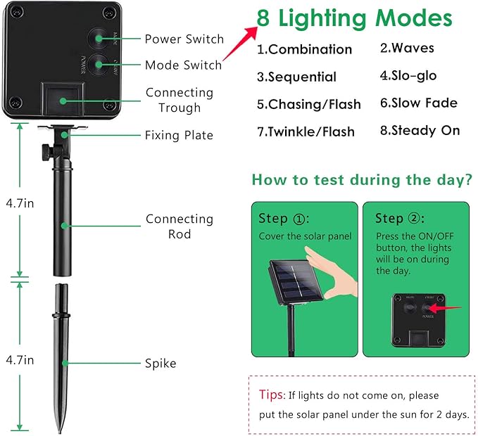 2 Pack 480 LED Solar Chrismas Lights Outdoor, Solar String Lights - Image 5