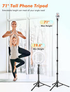 Nineigh 71" Tripod for iPhone, Phone Tripod Selfie Stick - Image 2