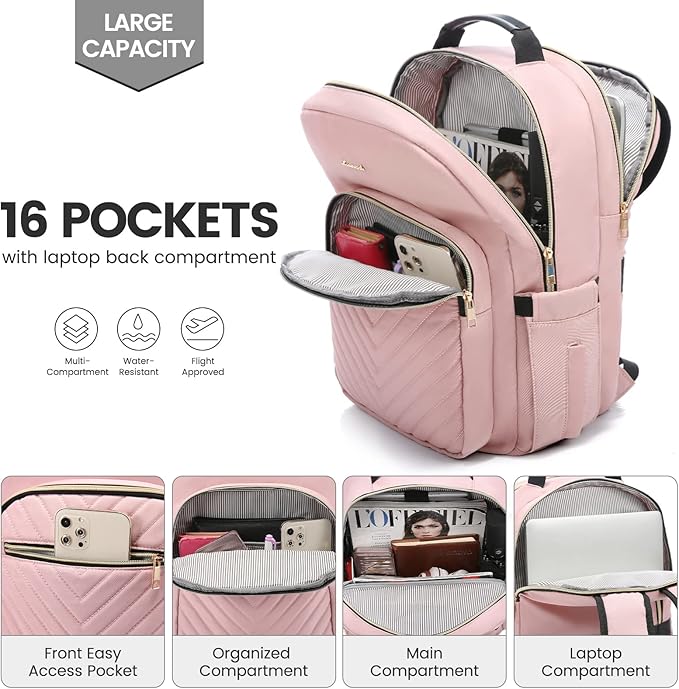 LOVEVOOK Laptop Backpack for Women 15.6 inch, Cute Womens Travel Purse - Image 3