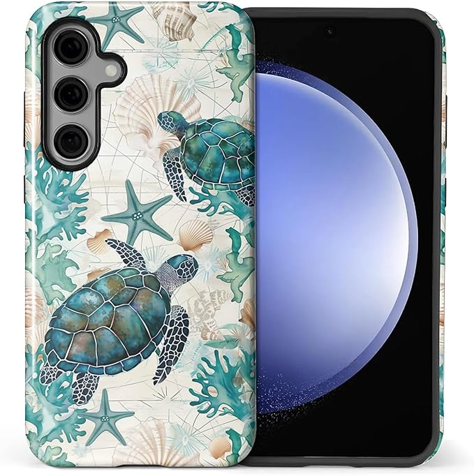 for Samsung Galaxy S23 FE Case, HL2 Ocean Sea Turtle Nautical Map Hybrid 2 by Unknown