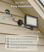 NUWATT 50W LED Flood Light, 3CCT 3000K/4000K/5000K Selectable, IP65 Waterproof - Image 9