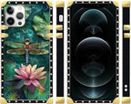 Compatible with iPhone 12 Pro Max Case, Colourful Dragonfly Pink Lily Pads - Image 2