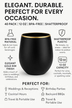Oojami 40 count 12 Ounce Cups Unbreakable Stemless Plastic Wine Champagne - Image 3