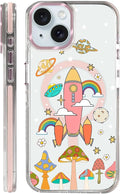 Case for iPhone 14 Plus/15 Plus, Spaceship Mushroom Phone Case Design，for Women by Toulas