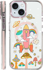 Case for iPhone 13/14, Spaceship Mushroom Phone Case Design，for Women Girls by Toulas