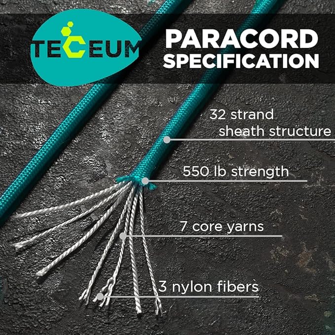 TECEUM Reflective Paracord Rope 1000 – 1000ft/200ft/100ft/50ft – 40+ Colors – - Image 2