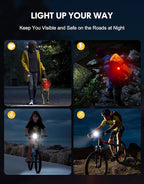 Cuvccn Bike Lights Super Bright, Rechargeable Bicycle Lights Set Multiple Modes - Image 7