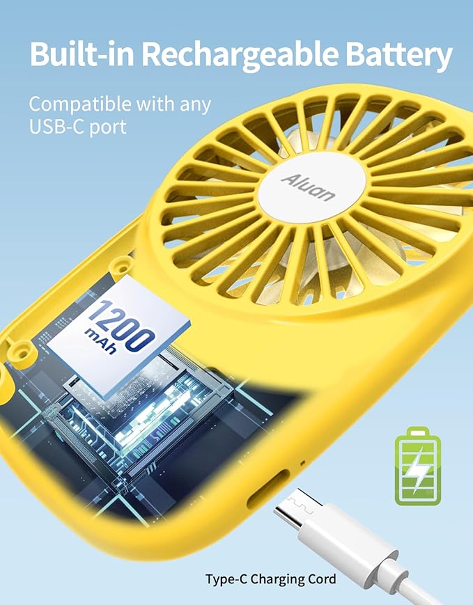 Aluan Handheld Fan Mini Fan Powerful Small Personal Portable Fan Speed - Image 3