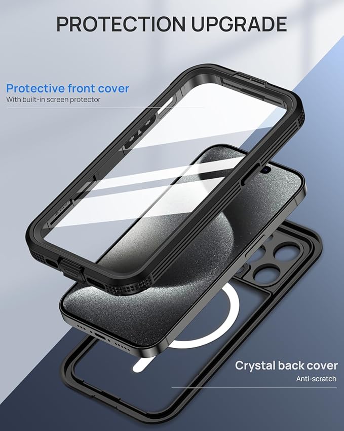 Lanhiem Magnetic for iPhone 15 Pro Max Waterproof Case, Built-in Privacy Screen - Image 6
