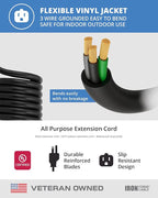 Iron Forge Cable Black Outdoor Extension Cord 50 ft, 50 Foot Outdoor Extension - Image 6