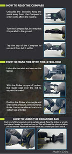 Paracord Bracelet Compass Hiking Survival Kit Emergency Whistle Fire Starter - Image 9