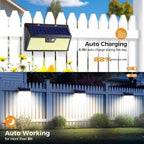 4 Pack Solar Lights Outdoor Motion Sensor, 318 LED Waterproof Fence Light - Image 4