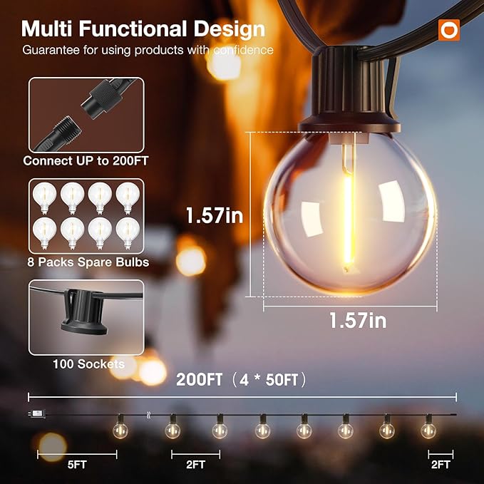 addlon 200FT Outdoor String Lights G40 - Image 5