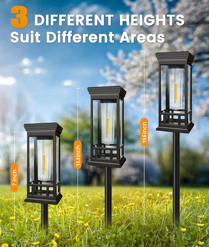 6 Pack Solar Pathway Lights Outdoor, Taller Bright Solar Path Lights Waterproof - Image 3