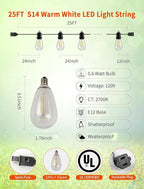 25FT LED Outdoor String Lights - Image 2