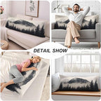 Forest Rectangle Body Pillow Covers Foggy Forest Mountain Winter 20"X54" Couch - Image 5