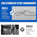 Large Carabiner Clip Hooks, 304 Stainless Steel Spring Snap Hook Fits Camping - Image 2