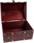 SICOHOME Large Treasure Chest 9.4“x6.9”x7“ Wooden Pirate Treasure Box - Image 2
