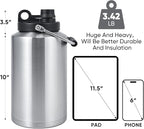 Insulated Gallon Jug with Handle, One Gallon, 128oz Stainless Steel, Large - Image 3