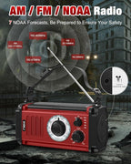 10000wAh/37000mWh Emergency Hand Crank Radio, Solar AM FM NOAA Weather Radio - Image 3